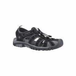 Cotswold Mens Sandhurst Touch Fastening Sandal - Black/Gray Shoes