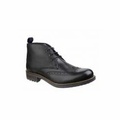 Cotswold Mens Avening Brogue Leather Chukka Boots - Black Shoes