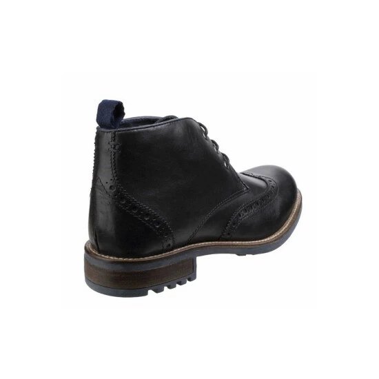 Cotswold Mens Avening Brogue Leather Chukka Boots - Black Shoes - Image 3