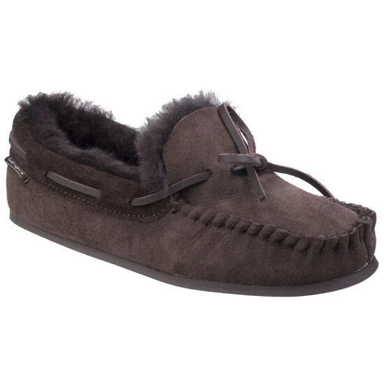 Cotswold Womens/Ladies Stanway Sheepskin Moccasin Slippers Chocolate