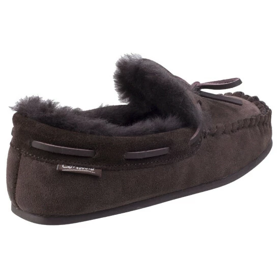 Cotswold Womens/Ladies Stanway Sheepskin Moccasin Slippers Chocolate - Image 3