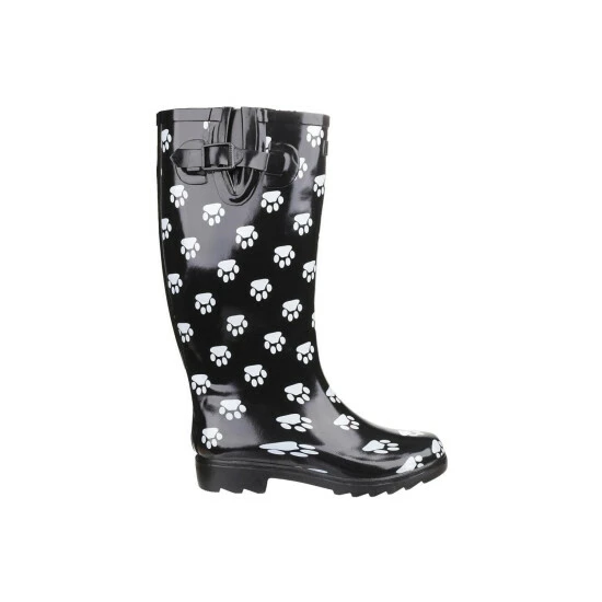Cotswold Collection Dog Paw Welly / Womens Boots Black - Image 3