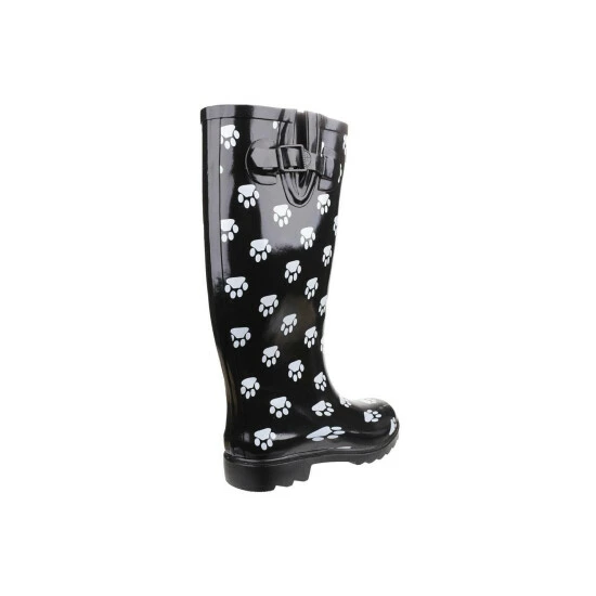 Cotswold Collection Dog Paw Welly / Womens Boots Black - Image 5