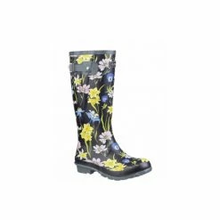 Cotswold Womens/Ladies Windsor Print Wellingtons Boots Black Floral