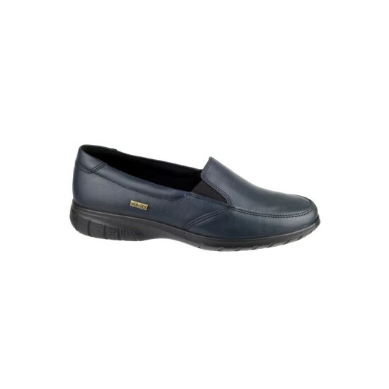 Cotswold Withington Ladies Leather Slip On Loafer Shoe - Navy Loafers