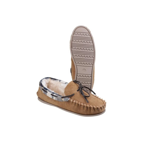 Cotswold Womens/Ladies Kilkenny Classic Fur Lined Moccasin Slippers - Tan - Image 6