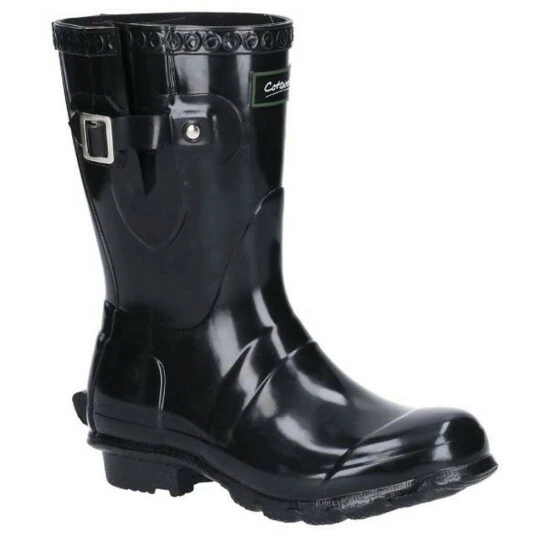 Cotswold Windsor Gloss Short Wellington Boot Shoes Black