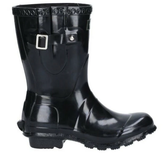 Cotswold Windsor Gloss Short Wellington Boot Shoes Black - Image 2