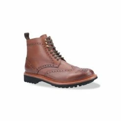 Cotswold Mens Rissington Commando Lace Up Leather Dress Boot - Brown Shoes