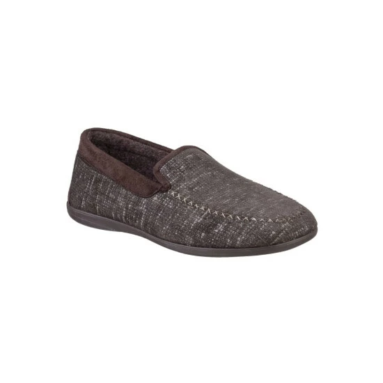 Cotswold Mens Stanley Moc Toe Full Slipper - Brown Shoes