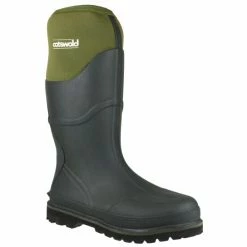 Cotswold Ranger Neoprene Mens Rubber Wellington Boots Shoes Green