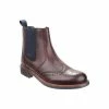 Cotswold Mens Cirencester Leather Chelsea Brogue Shoes - Brown