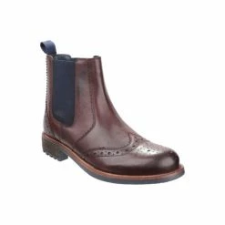 Cotswold Mens Cirencester Leather Chelsea Brogue Shoes - Brown