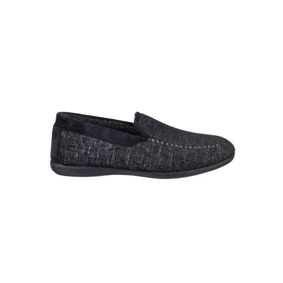 Cotswold Mens Stanley Moc Toe Full Slipper - Black Shoes - Image 2