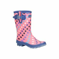 Cotswold Womens/Ladies Paxford Elasticated Mid Calf Wellington Boot - Pink/Multi Spot Shoes