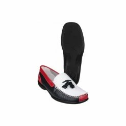 Cotswold Biddlestone Ladies Moccasin/Womens Shoes - White/Navy/Red Flats