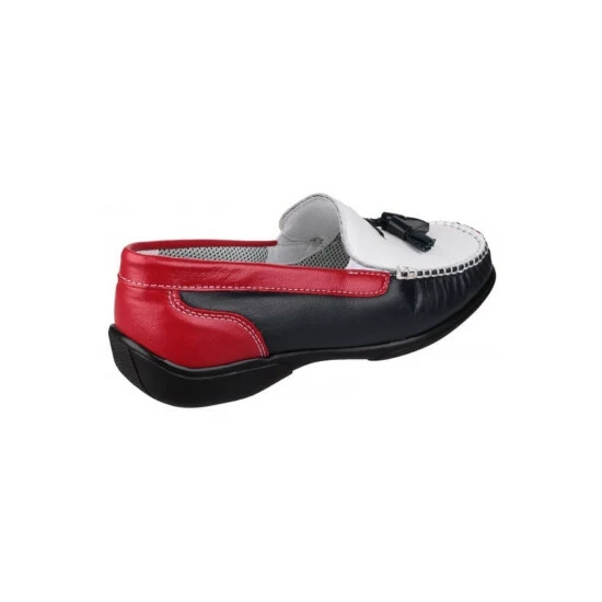 Cotswold Biddlestone Ladies Moccasin/Womens Shoes - White/Navy/Red Flats - Image 4