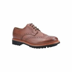 Cotswold Mens Quenington Commando Lace Up Dress Leather Shoe - Brown Shoes