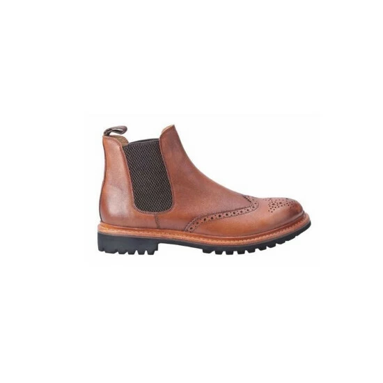 Cotswold Mens Siddington Commando Elasticated Leather Dress Boot Shoes Brown - Image 2