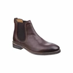 Cotswold Mens Corsham Town Leather Pull On Casual Chelsea Ankle Boots - Dark Brown Shoes