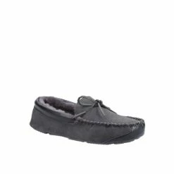 Cotswold Mens Northwood Suede Moccasin Slippers - Gray Sandals & Slippers