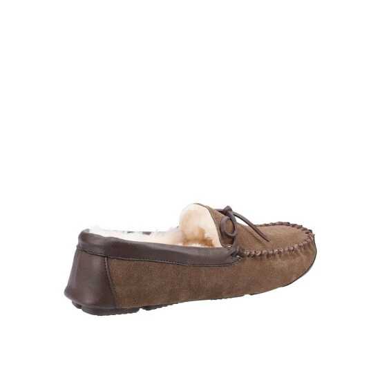 Cotswold Mens Northwood Suede Moccasin Slippers - Sand Sandals & Slippers - Image 3