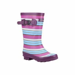 Cotswold Childrens/Kids Stripe Galoshes - Purple Shoes