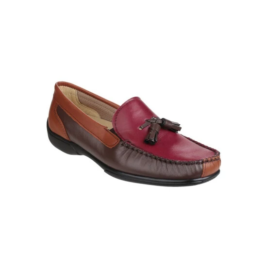 Cotswold Biddlestone Ladies Moccasin/Womens Shoes - Chestnut/Tan/Wine Flats