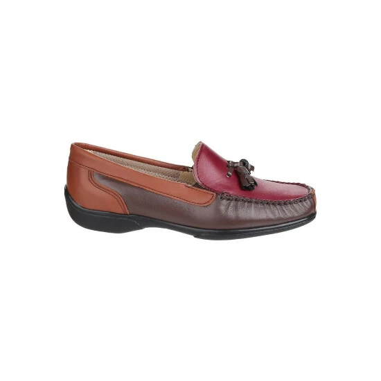 Cotswold Biddlestone Ladies Moccasin/Womens Shoes - Chestnut/Tan/Wine Flats - Image 2