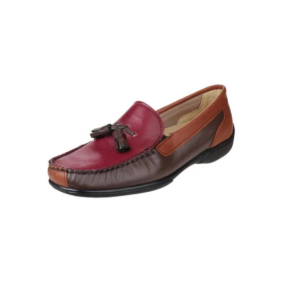 Cotswold Biddlestone Ladies Moccasin/Womens Shoes - Chestnut/Tan/Wine Flats - Image 4