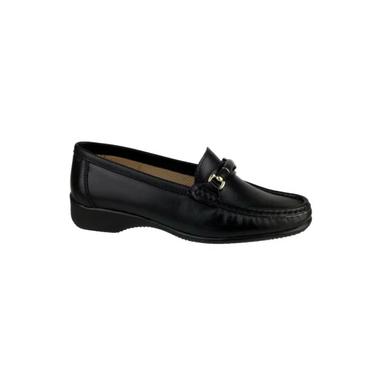 Cotswold Barrington Ladies Loafer Slip On Shoes - Black Loafers