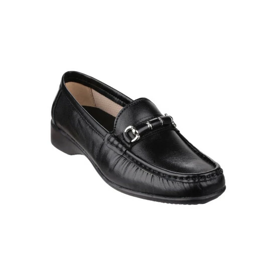 Cotswold Barrington Ladies Loafer Slip On Shoes - Black Loafers - Image 6