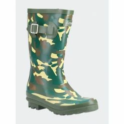 Cotswold Boys Innsworth Camo Galoshes - Green/Brown/Cream Shoes