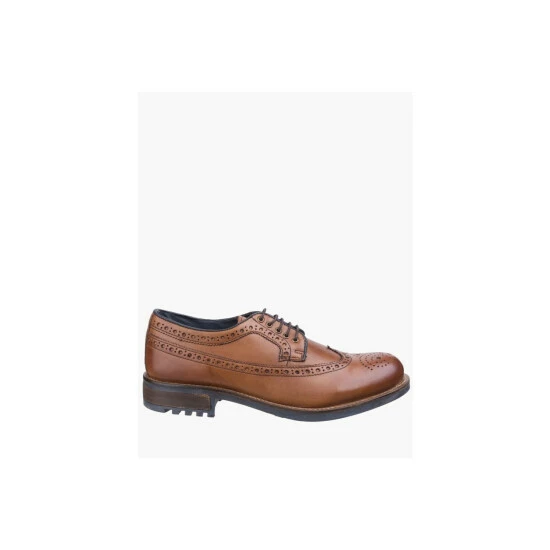 Cotswold Mens Poplar Brogue Leather Dress Shoes - Tan - Image 2