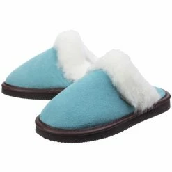 Cotswold Womens/Ladies Radway Lightweight Fur Trim Mule Slipper - Turquoise Slippers